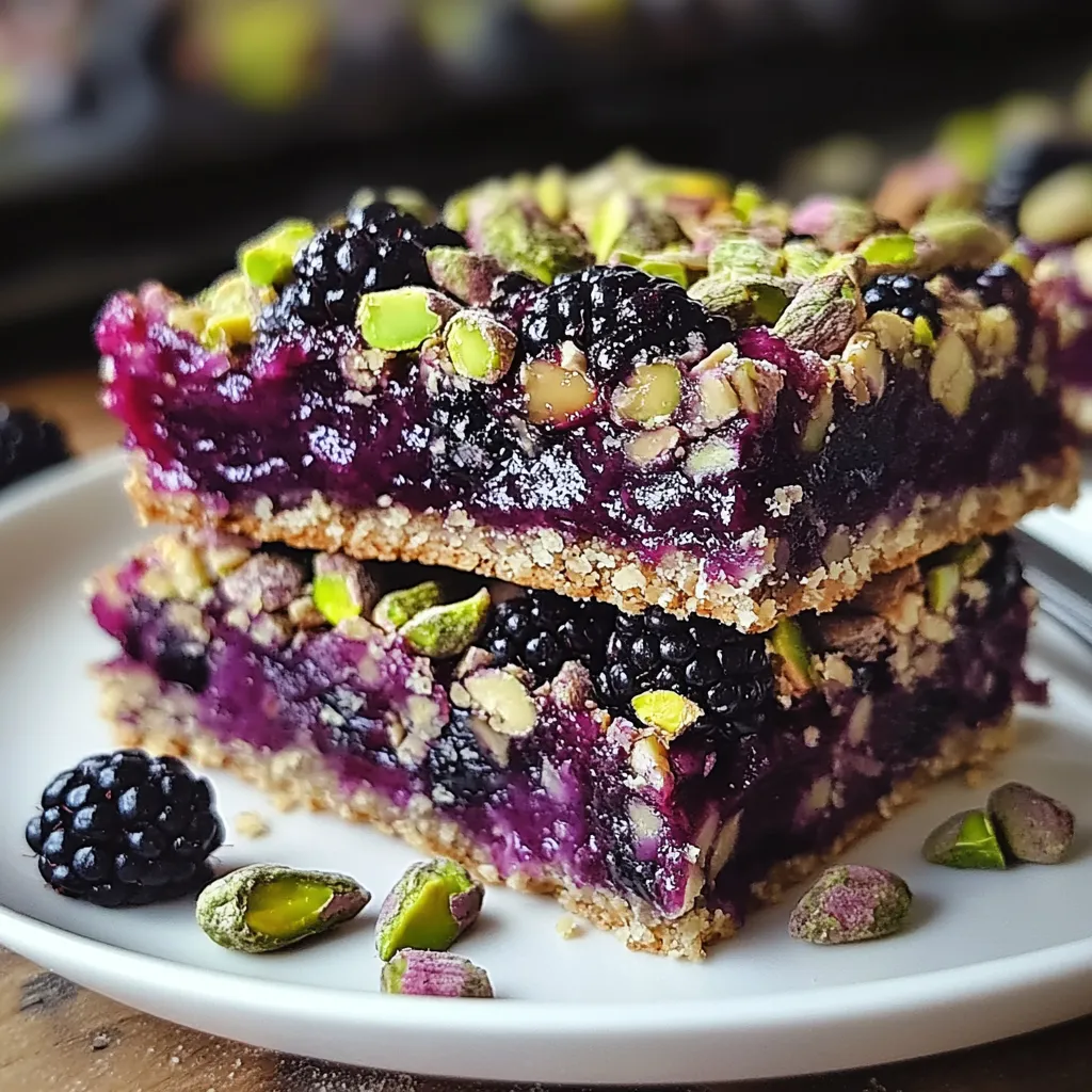 A stack of blueberry bars with almonds on top.