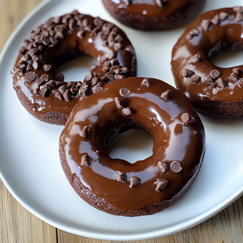 Chocolate donuts with chocolate chips.