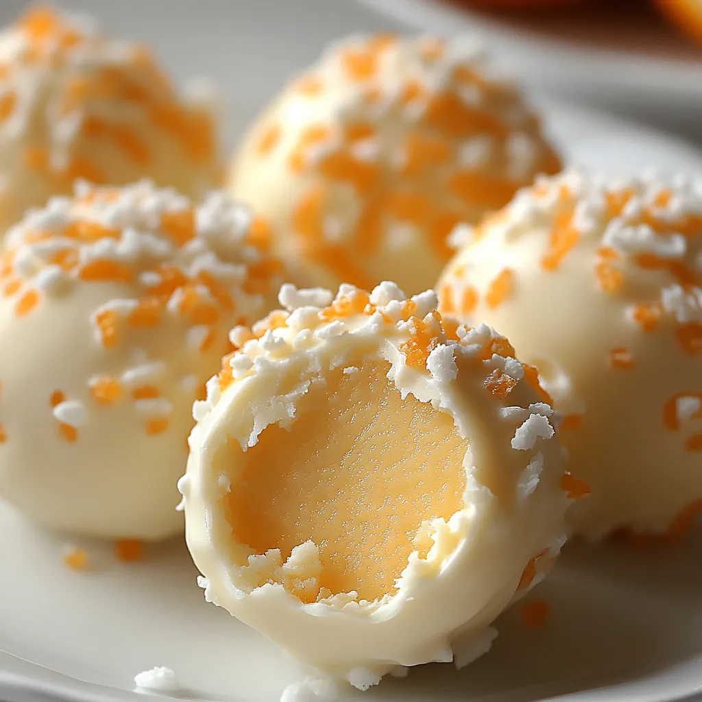 A plate of white and orange balls.
