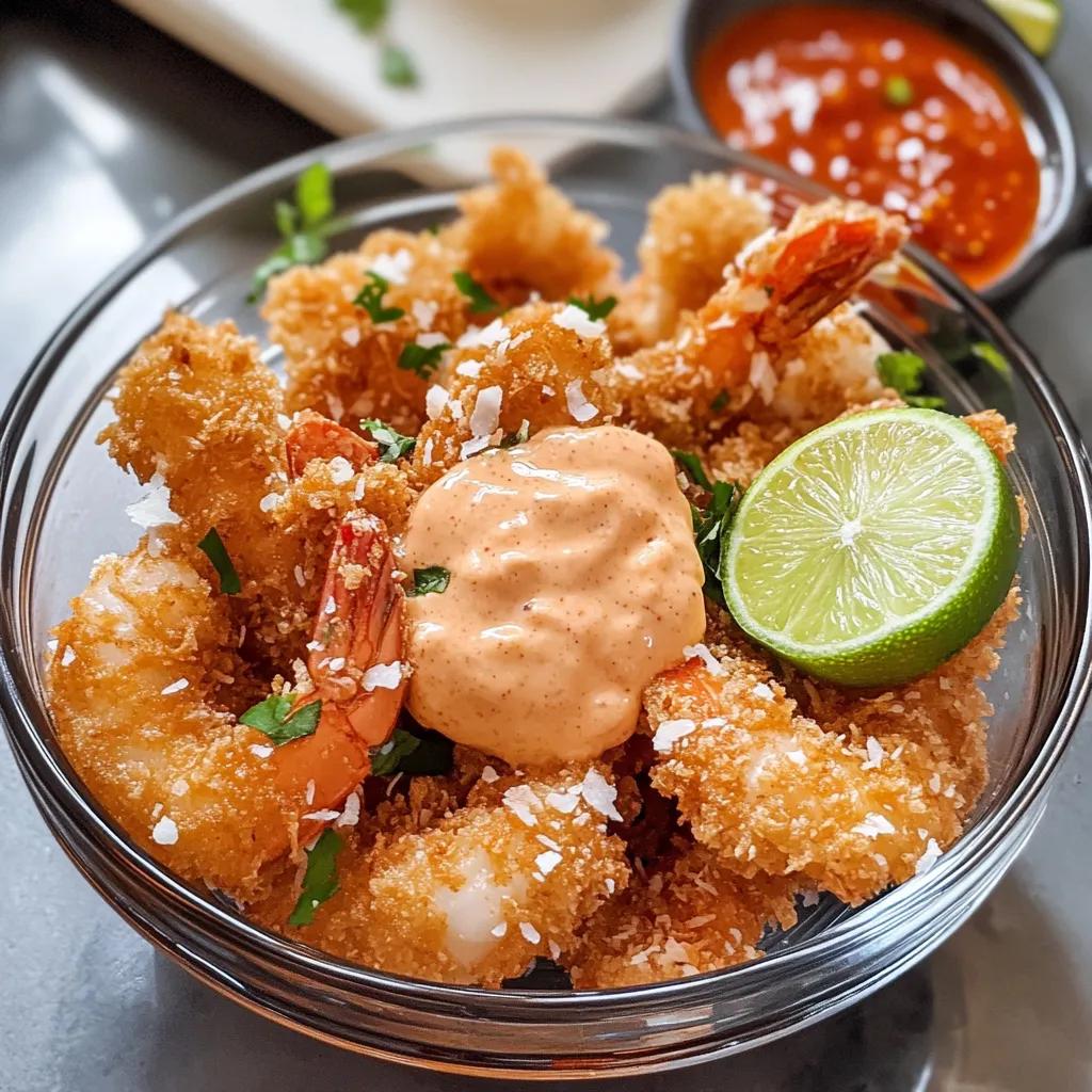 A bowl of shrimp with a dipping sauce.
