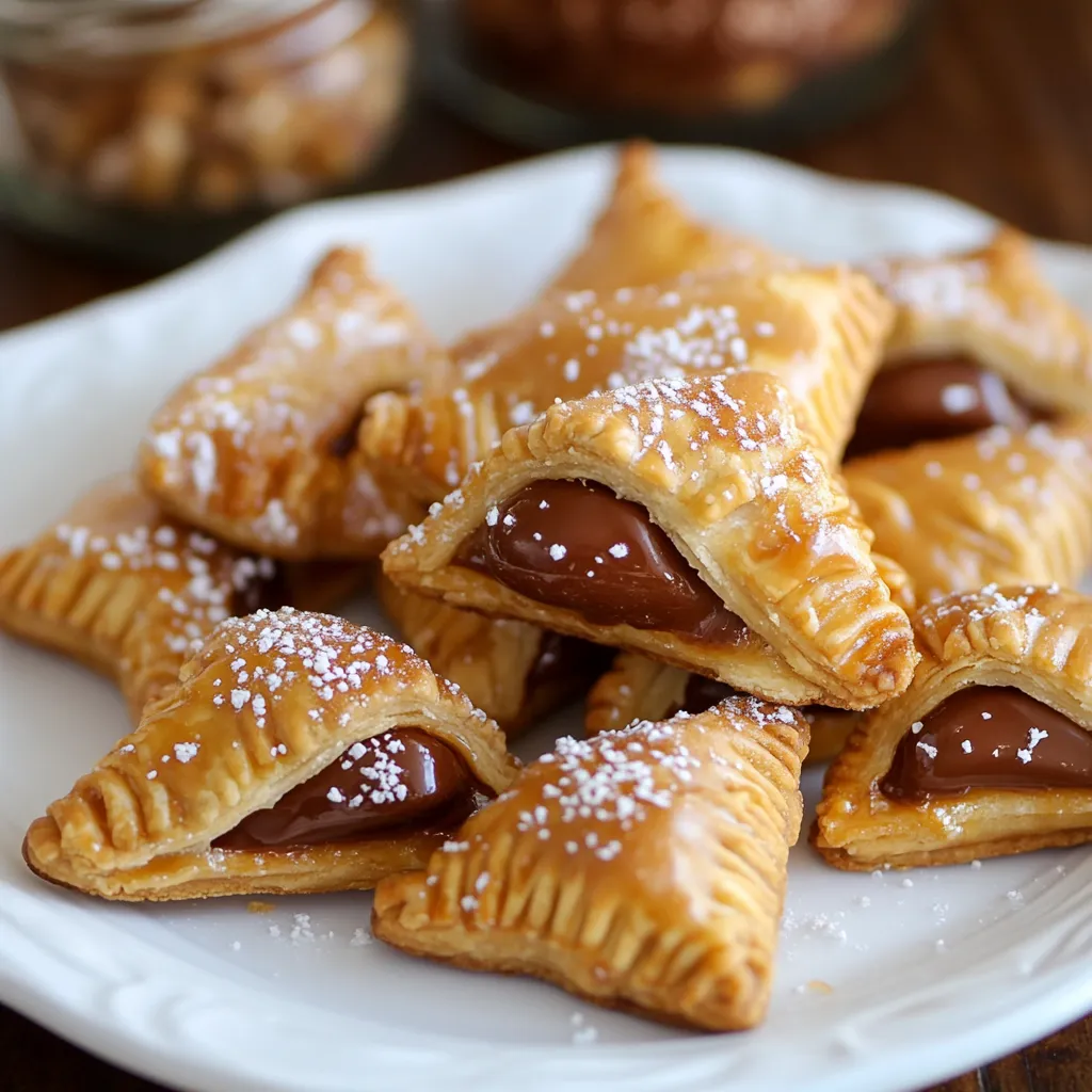 A plate of food with chocolate drizzled on top.