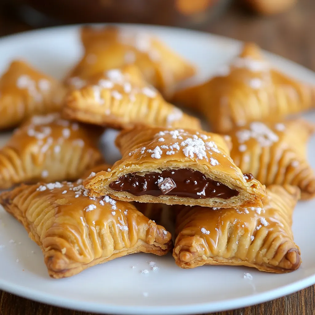 A plate of pastries with chocolate and sugar on top.