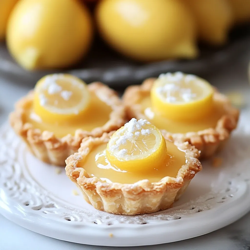 Two small lemon tarts on a plate.