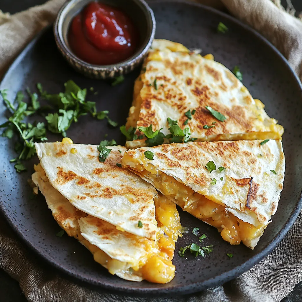 A plate of food with a ketchup dipping sauce.