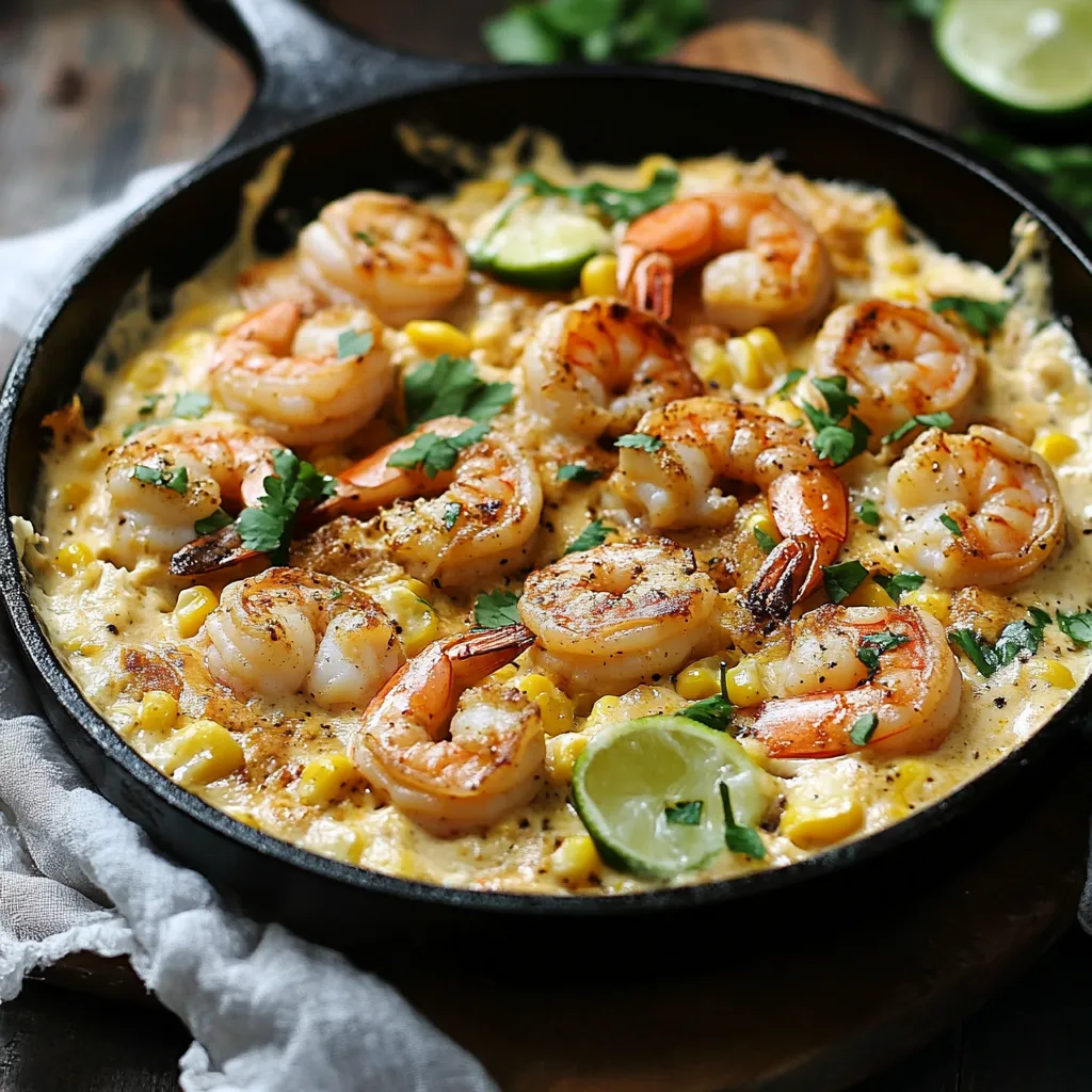 A pan of shrimp and corn.