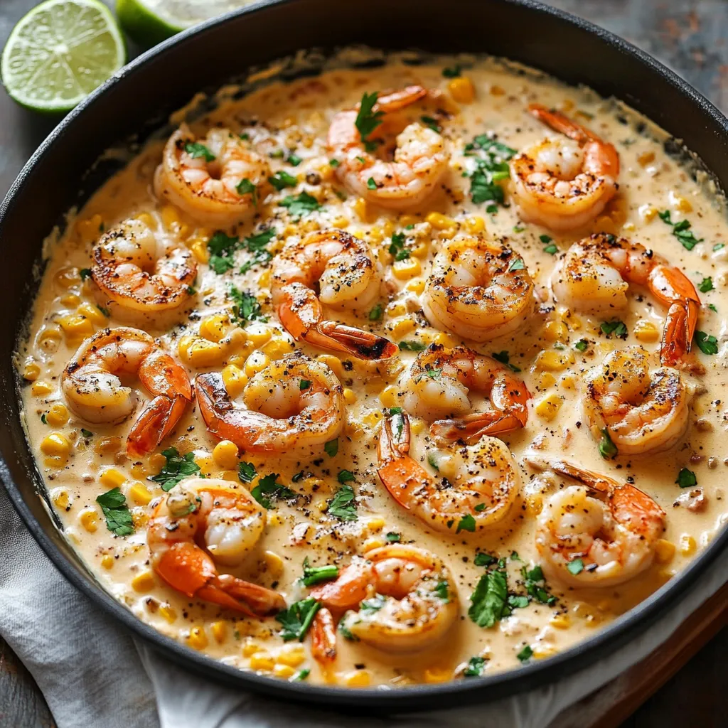A bowl of shrimp and corn.