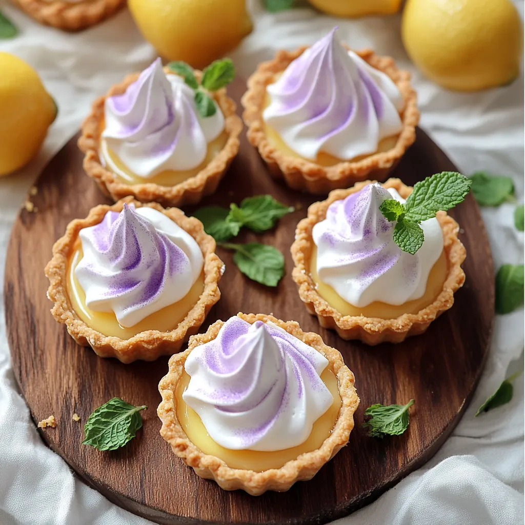 A plate of desserts with lemon and mint.