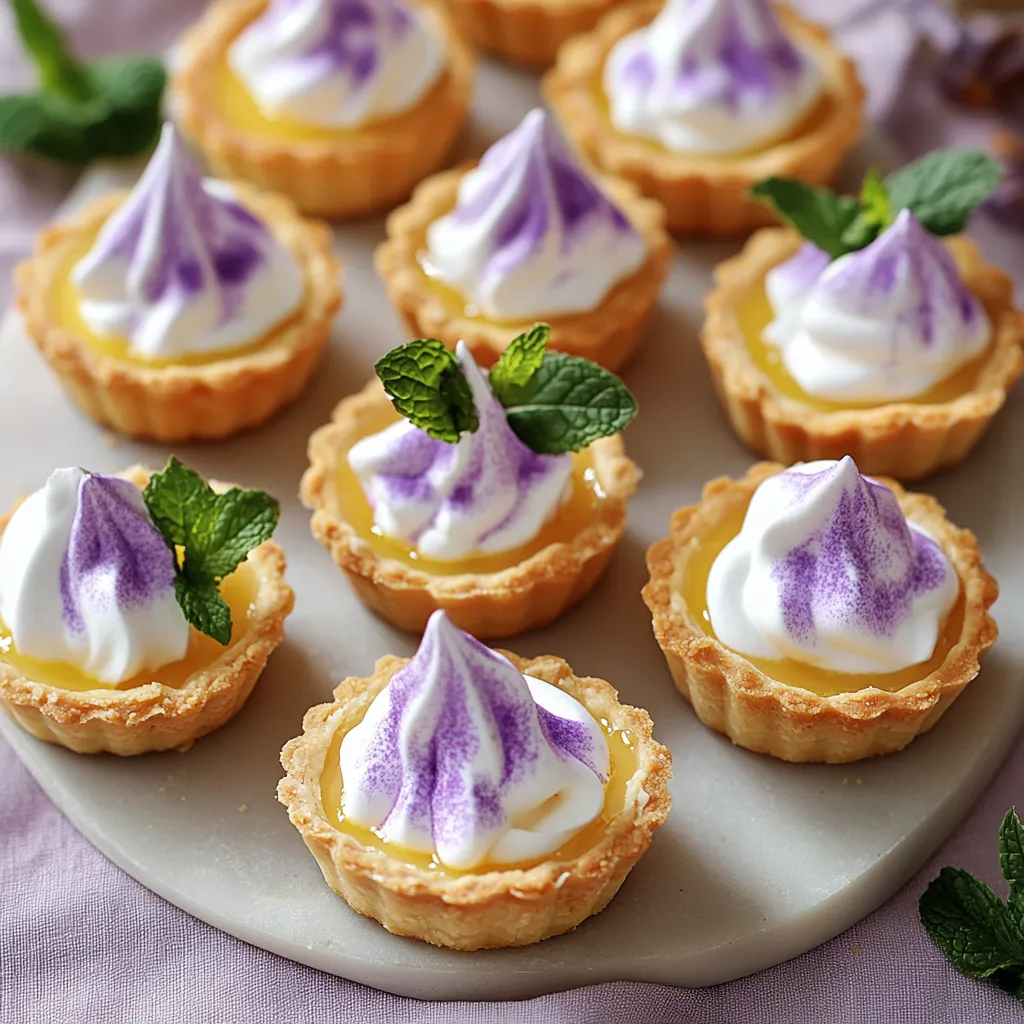 A plate of small desserts with purple topping.