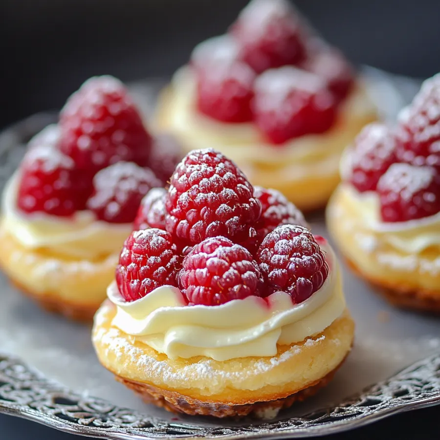 A plate of raspberry tarts.