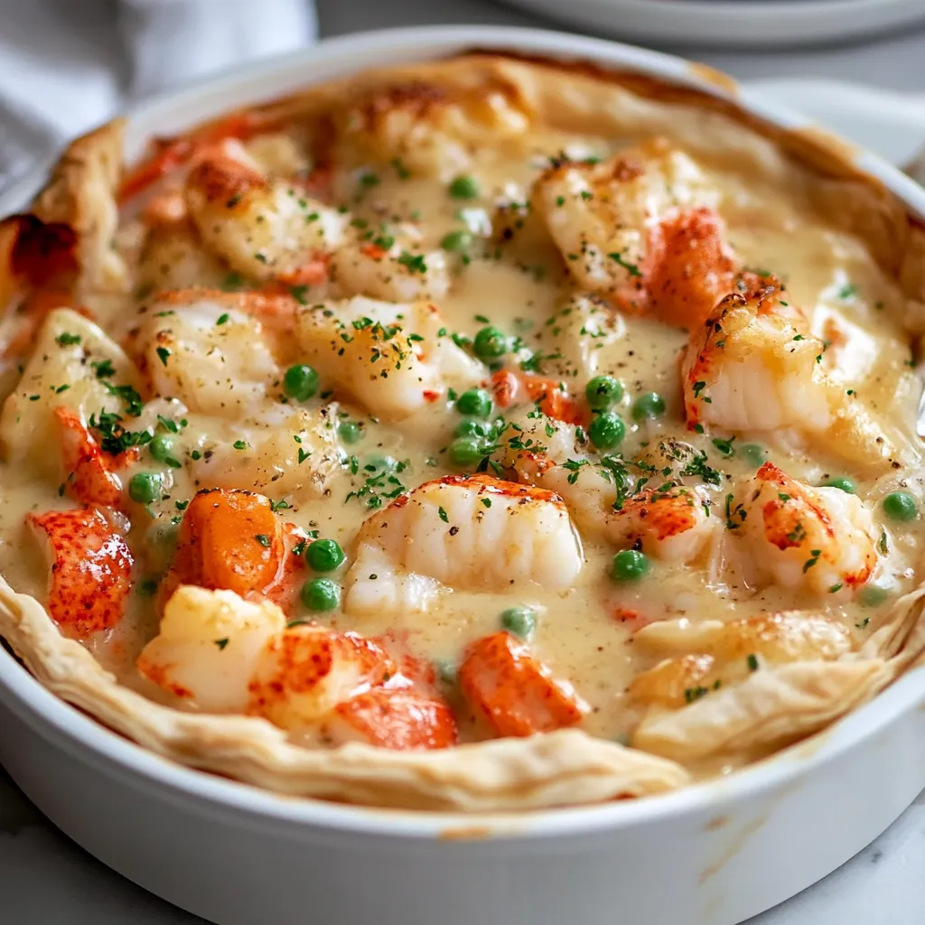 A bowl of seafood with peas and carrots.