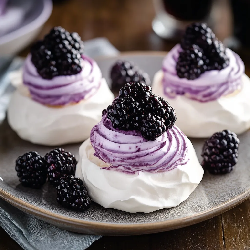 A plate of food with blackberries on top.