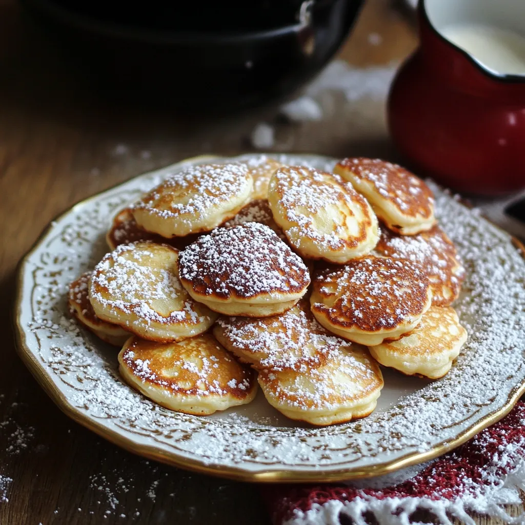 A plate of powdered pancakes.