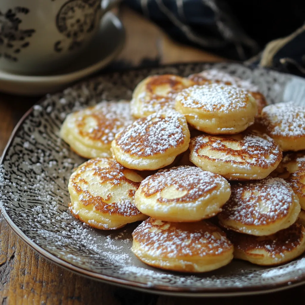 A plate of powdered sugar doughnuts.