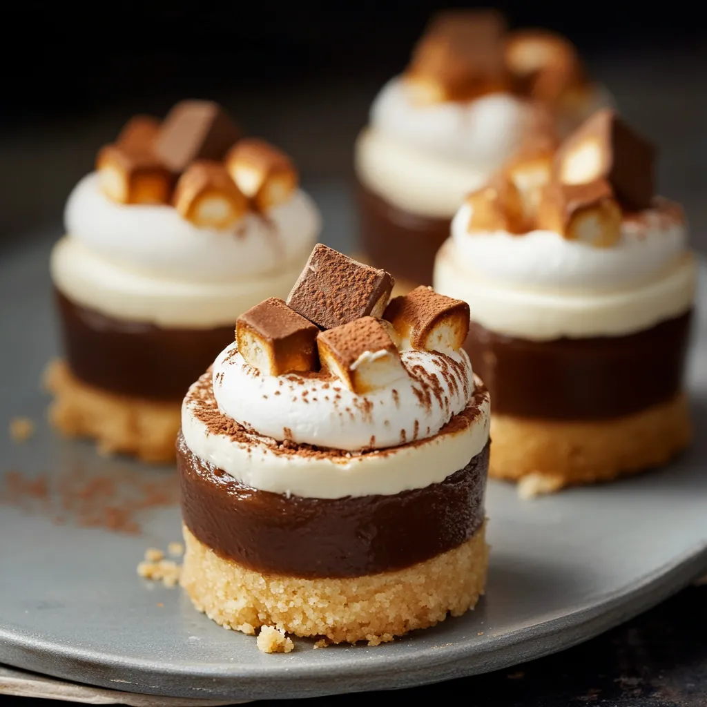 A plate of desserts with chocolate and white frosting.
