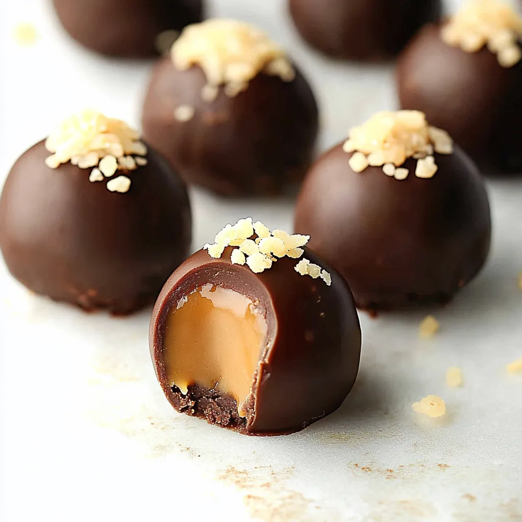 Chocolate balls with nuts on top.