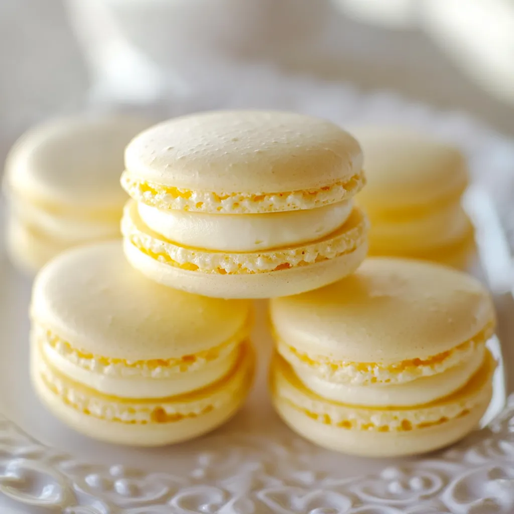 A stack of macaroons on a plate.