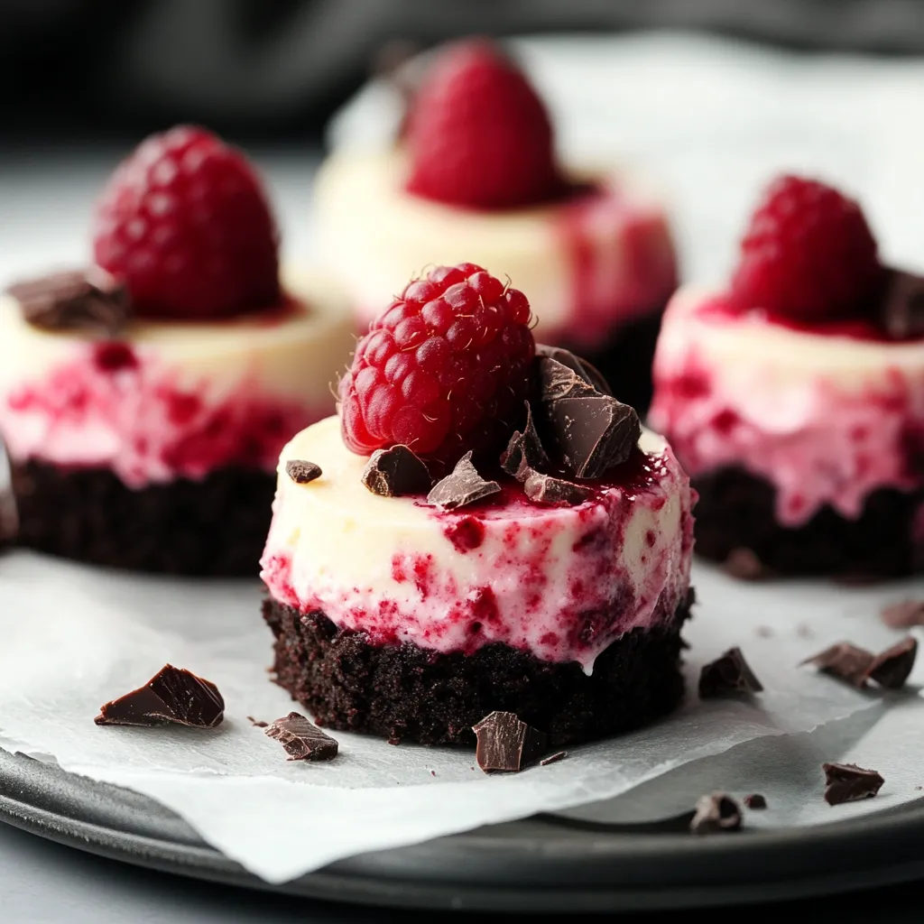 A plate of desserts with raspberries on top.