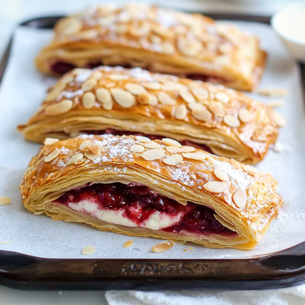 A tray of pastry with berries on top.