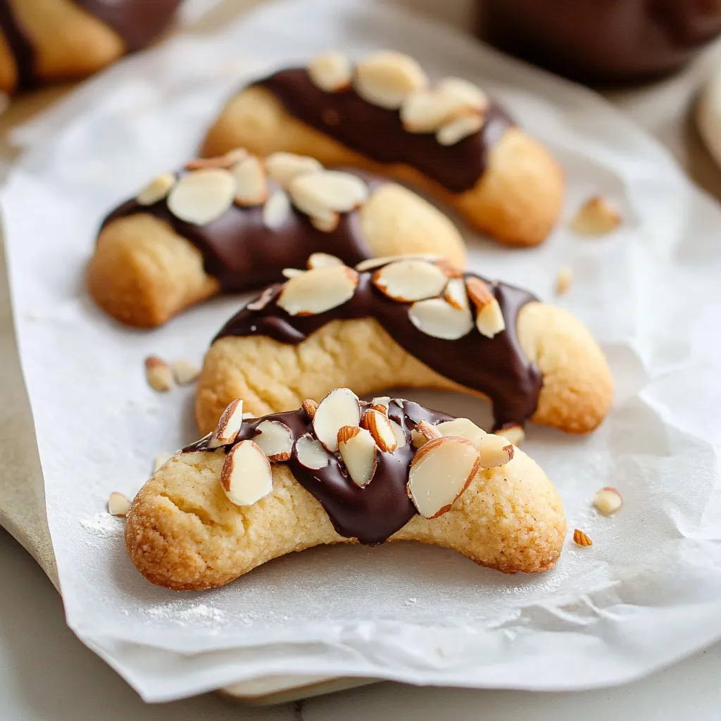 A plate of cookies with chocolate and almonds.