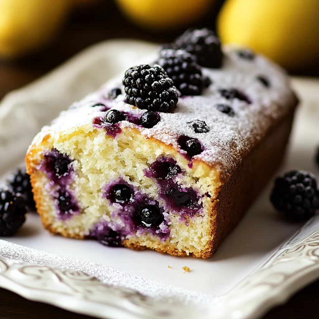 A slice of blueberry cake on a plate.