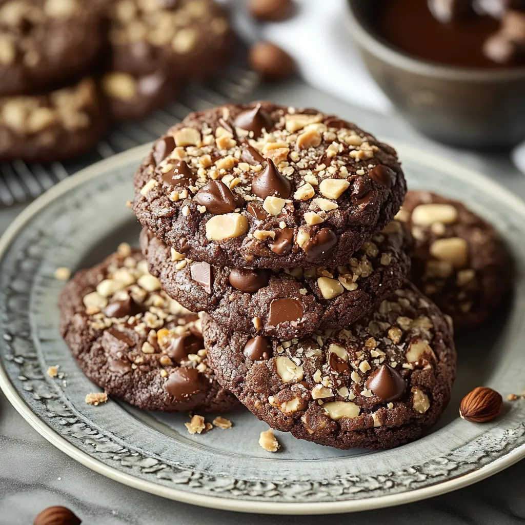 A plate of chocolate chip cookies with a bowl of chocolate sauce.
