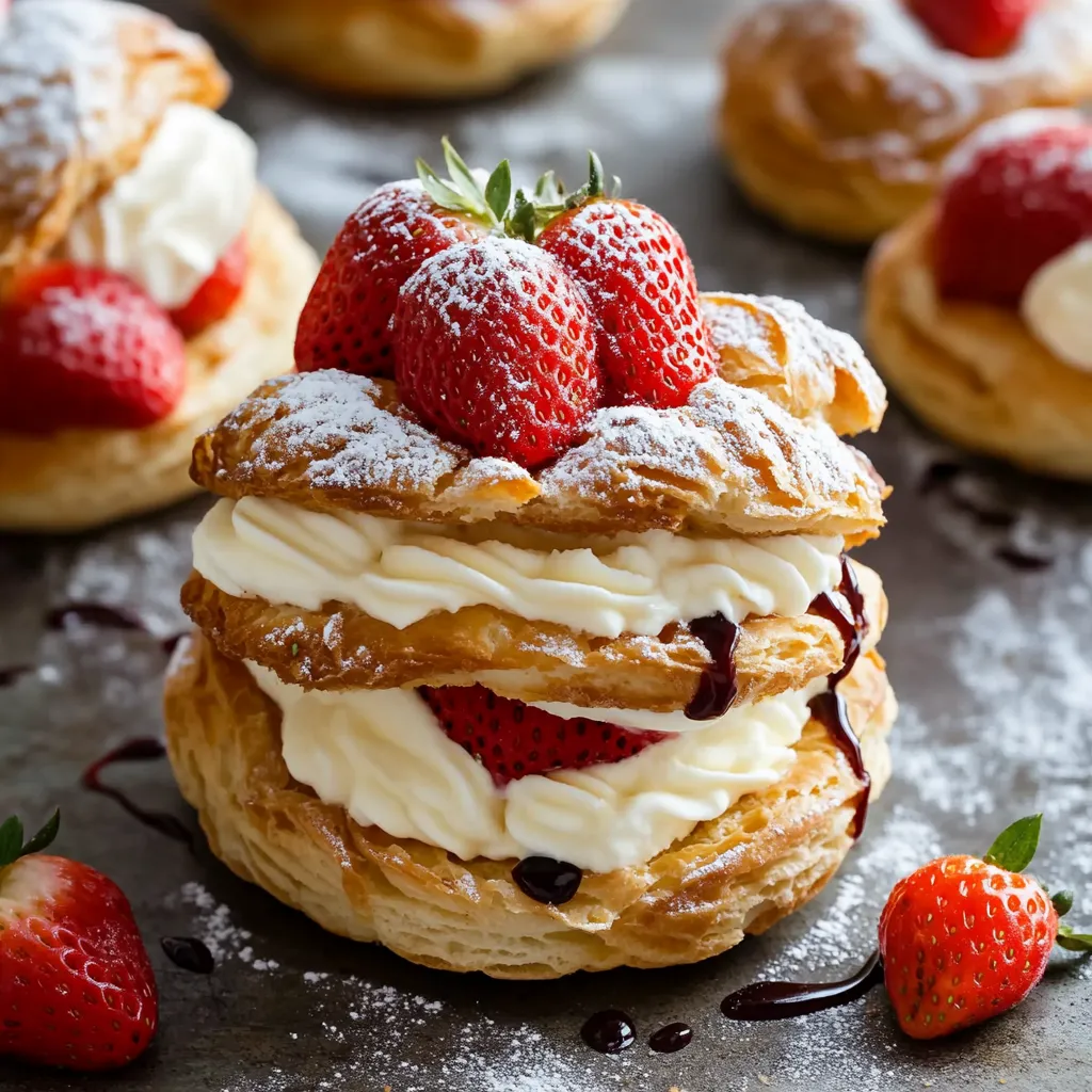 A pastry with strawberries on top.