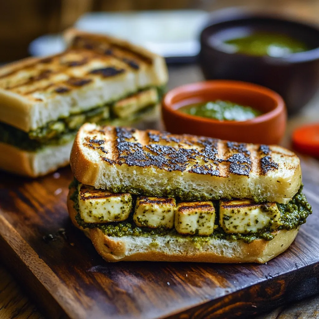 A sandwich with toasted bread and cheese.