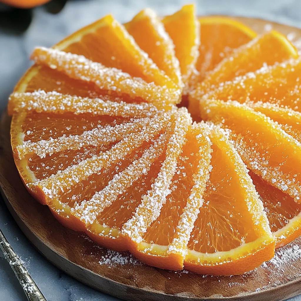 A slice of orange with sugar on top.