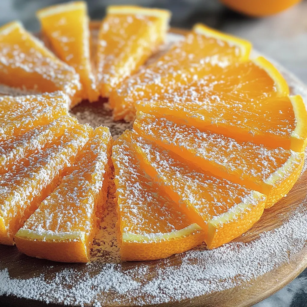 A slice of orange with powdered sugar on top.
