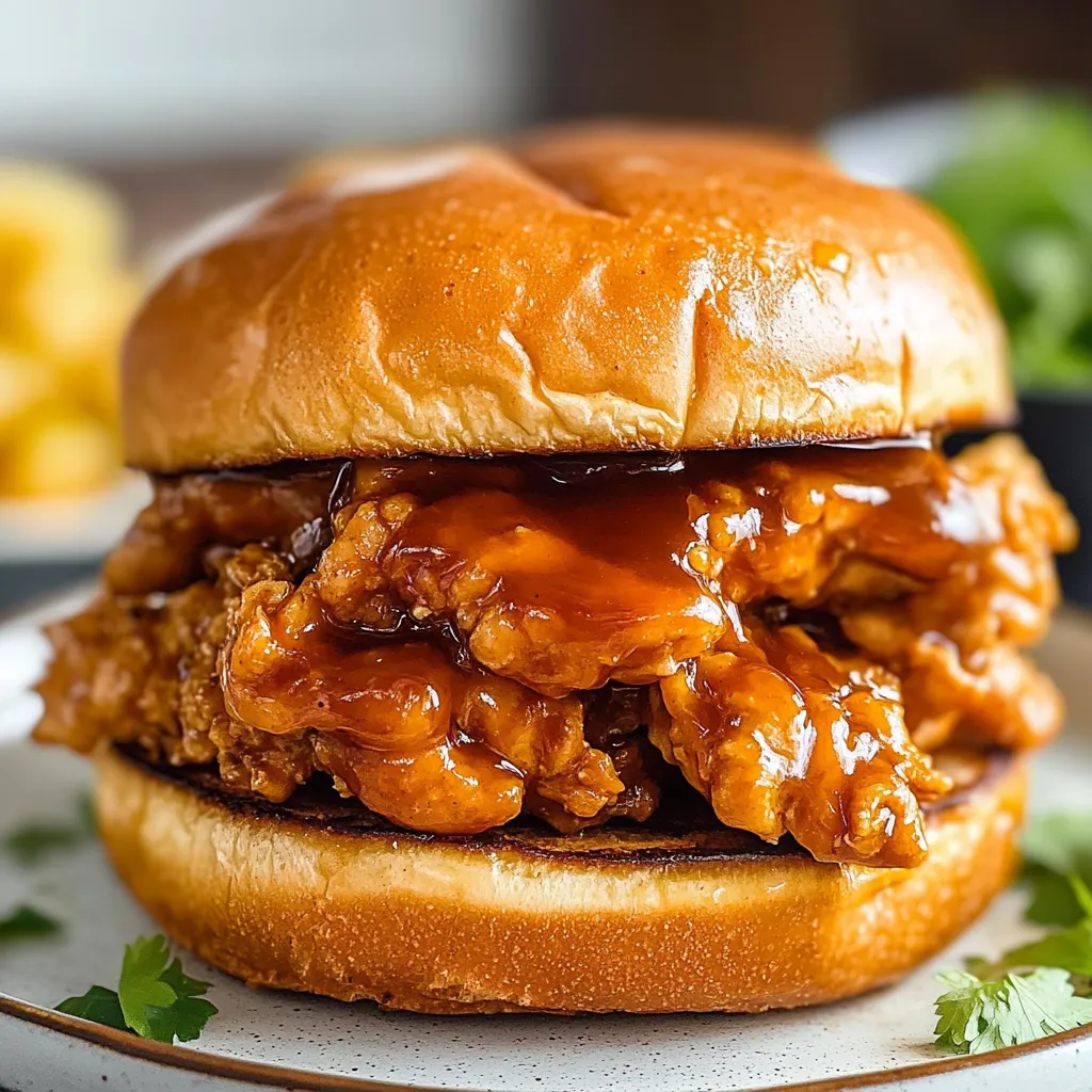 A sandwich with barbecue sauce on it.
