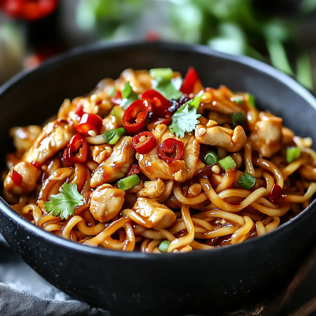 A bowl of chicken and peppers.