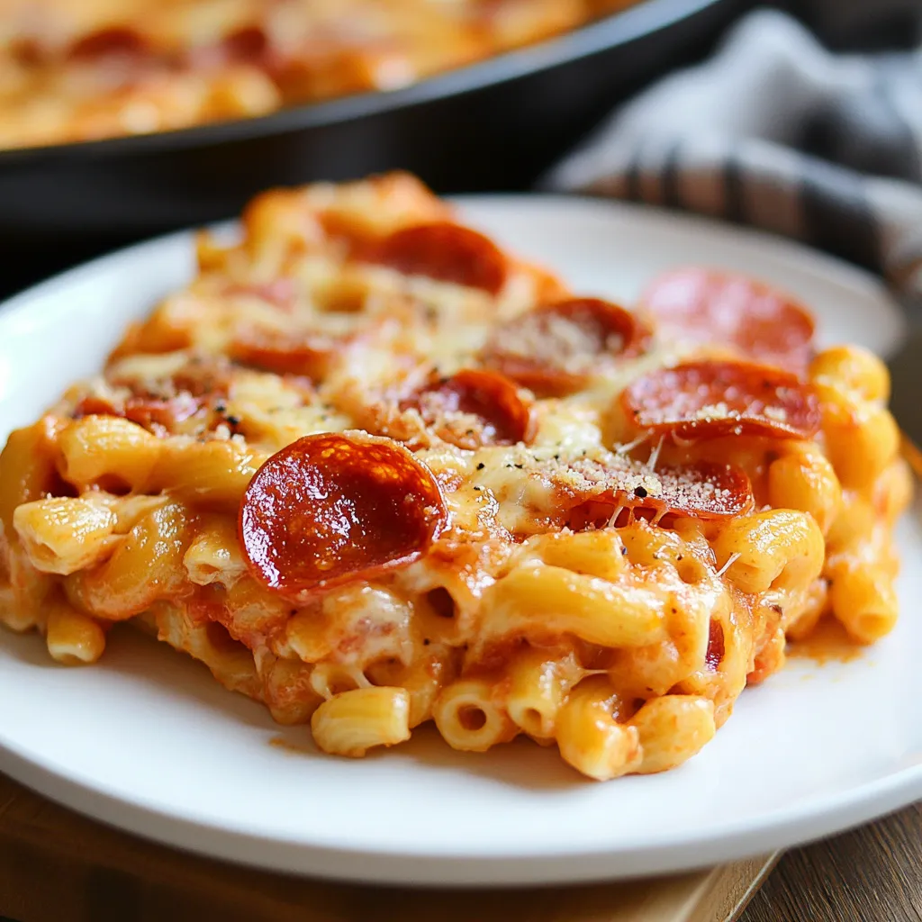 A plate of food with pepperoni and cheese on top.