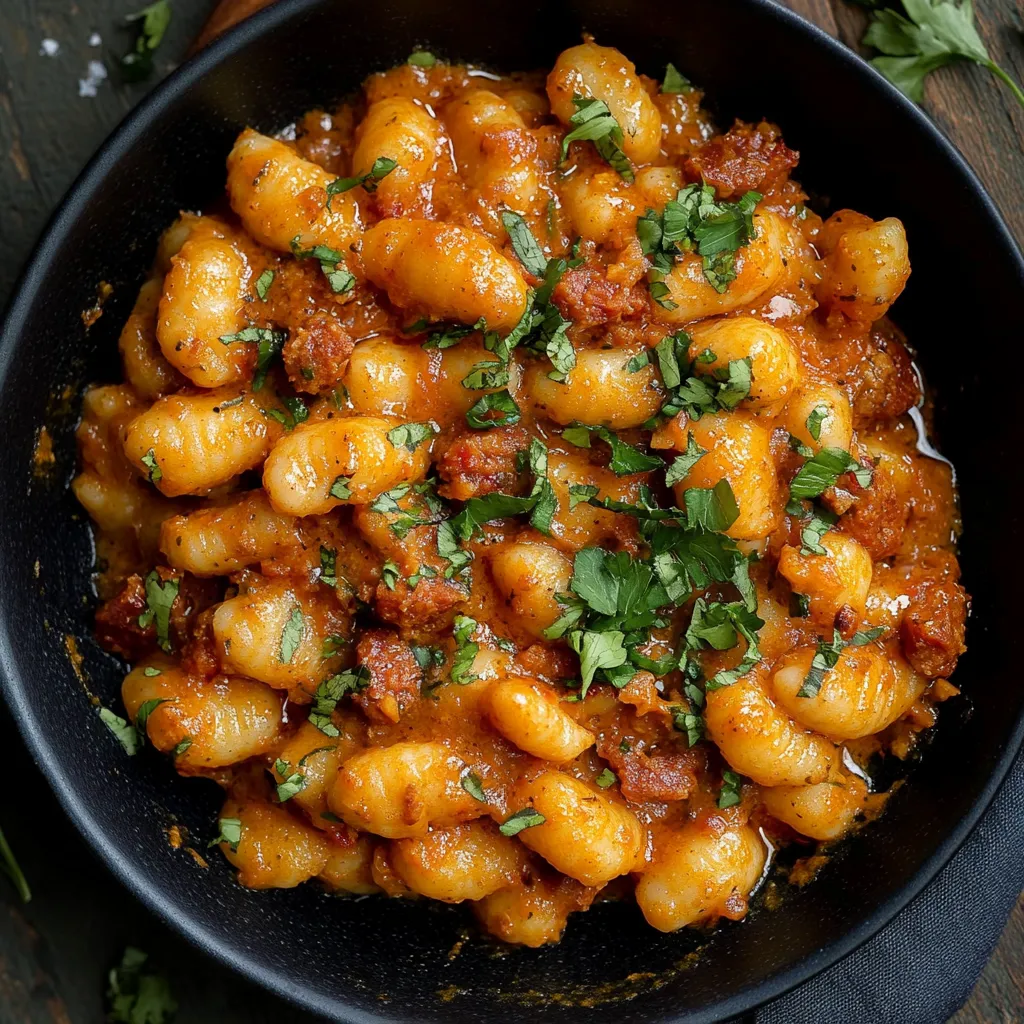 A bowl of pasta with sauce.