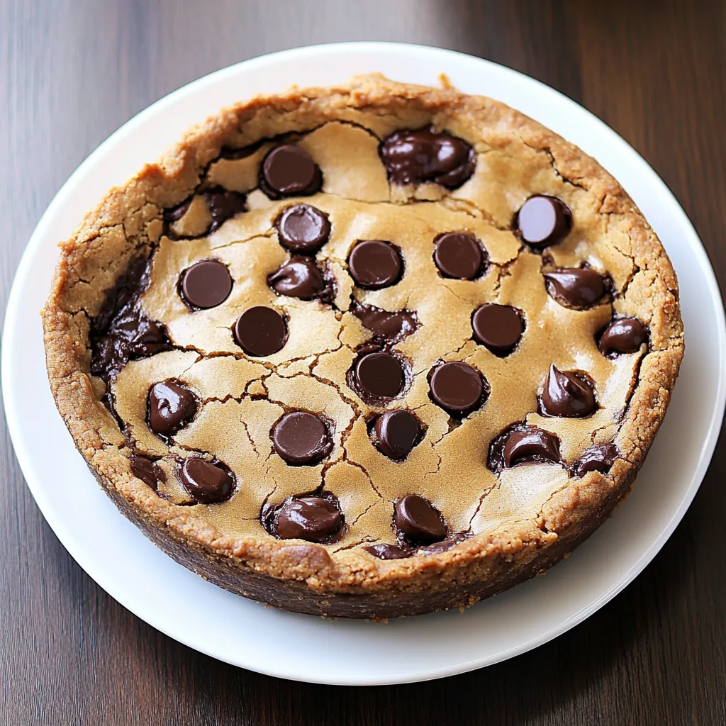 A chocolate chip cookie on a plate.