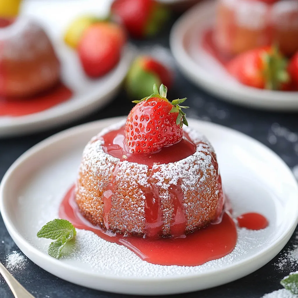 A strawberry shortcake with a strawberry on top.