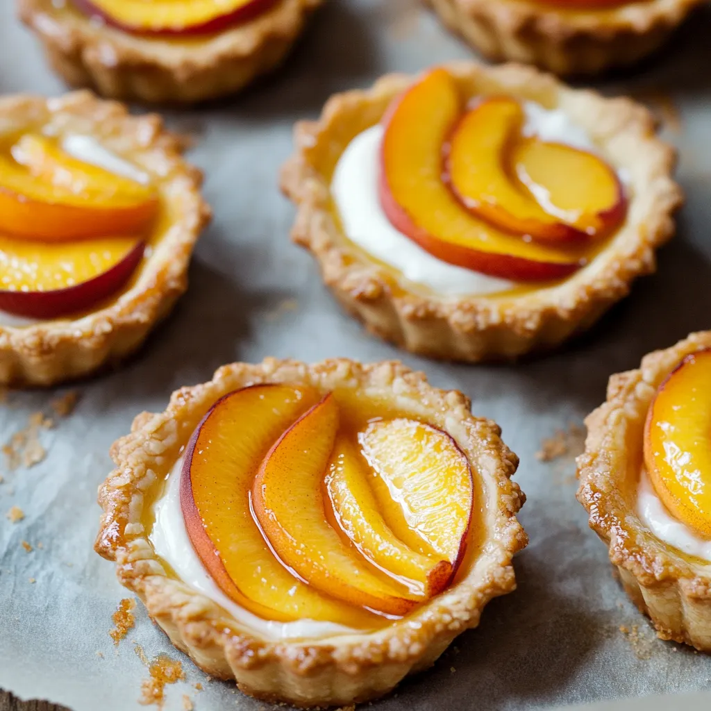 Peach tarts on a tray.