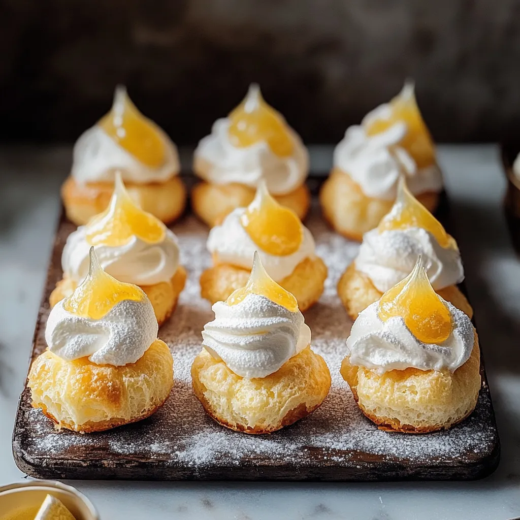 A tray of pastries with white icing and a lemon wedge.