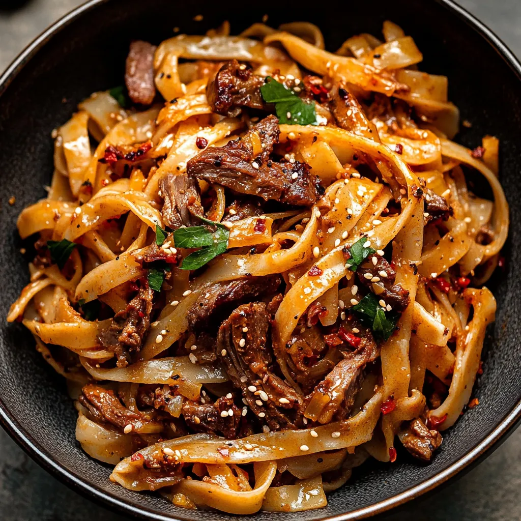 A bowl of noodles with meat and vegetables.
