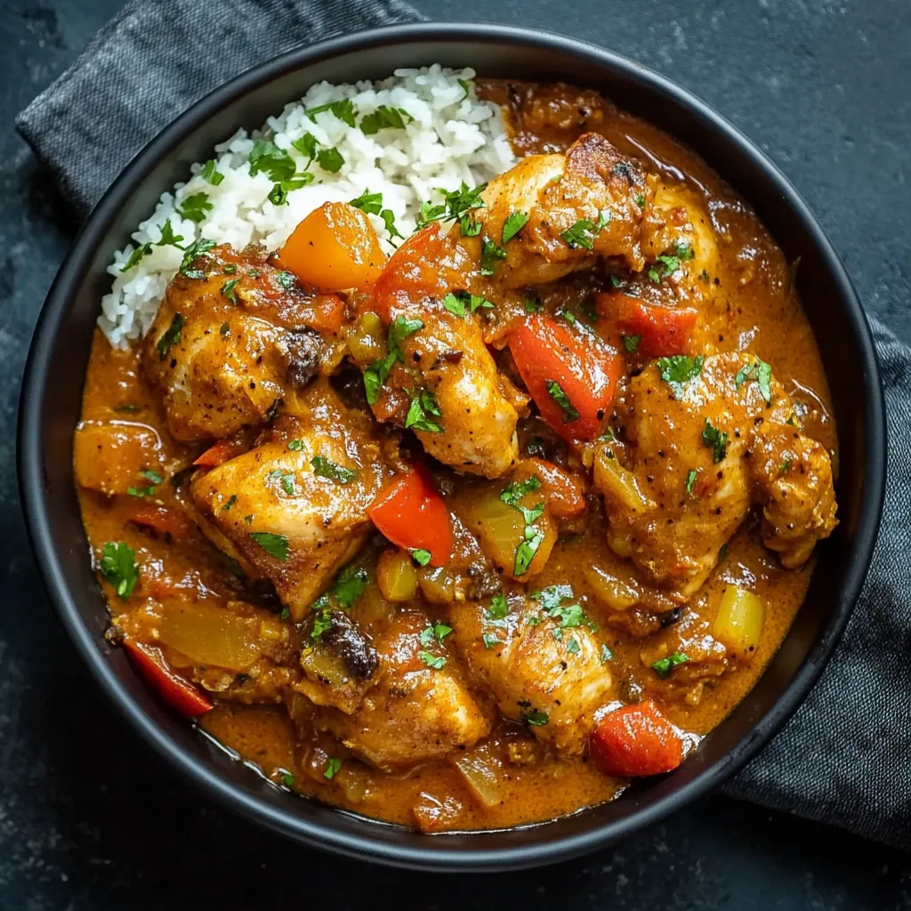 A bowl of chicken and rice.