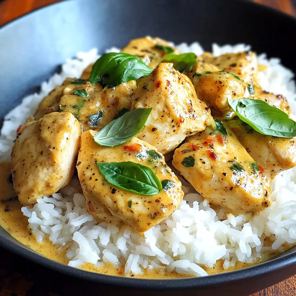 A bowl of rice with chicken and green leaves.