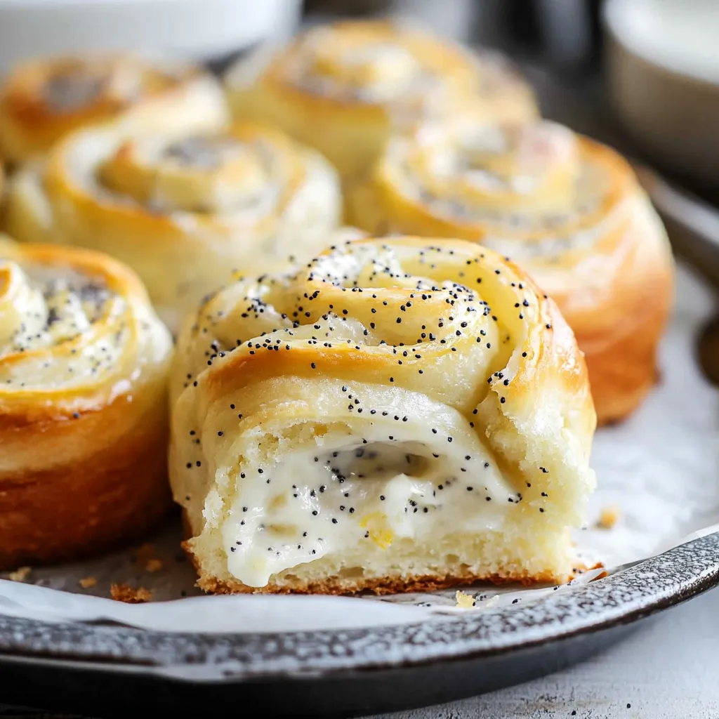 A plate of pastries with seeds on top.