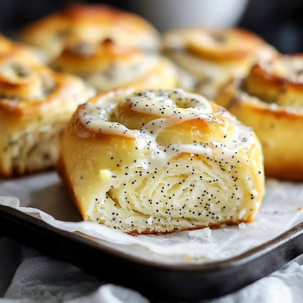 A plate of rolls with white icing.
