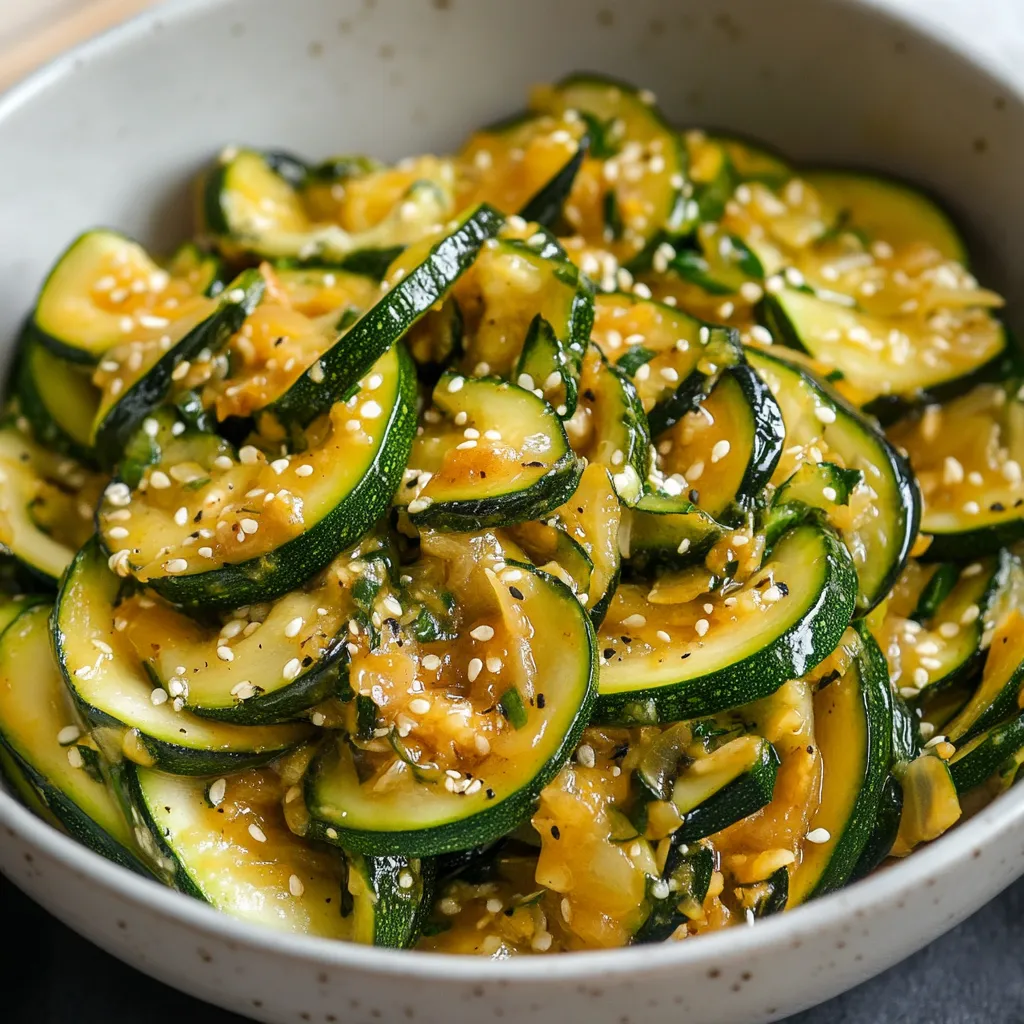 A bowl of food with zucchini and rice.