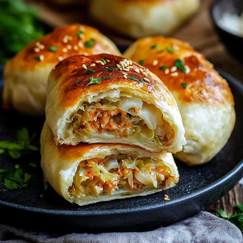 A plate of food with a pastry and a bowl of food.