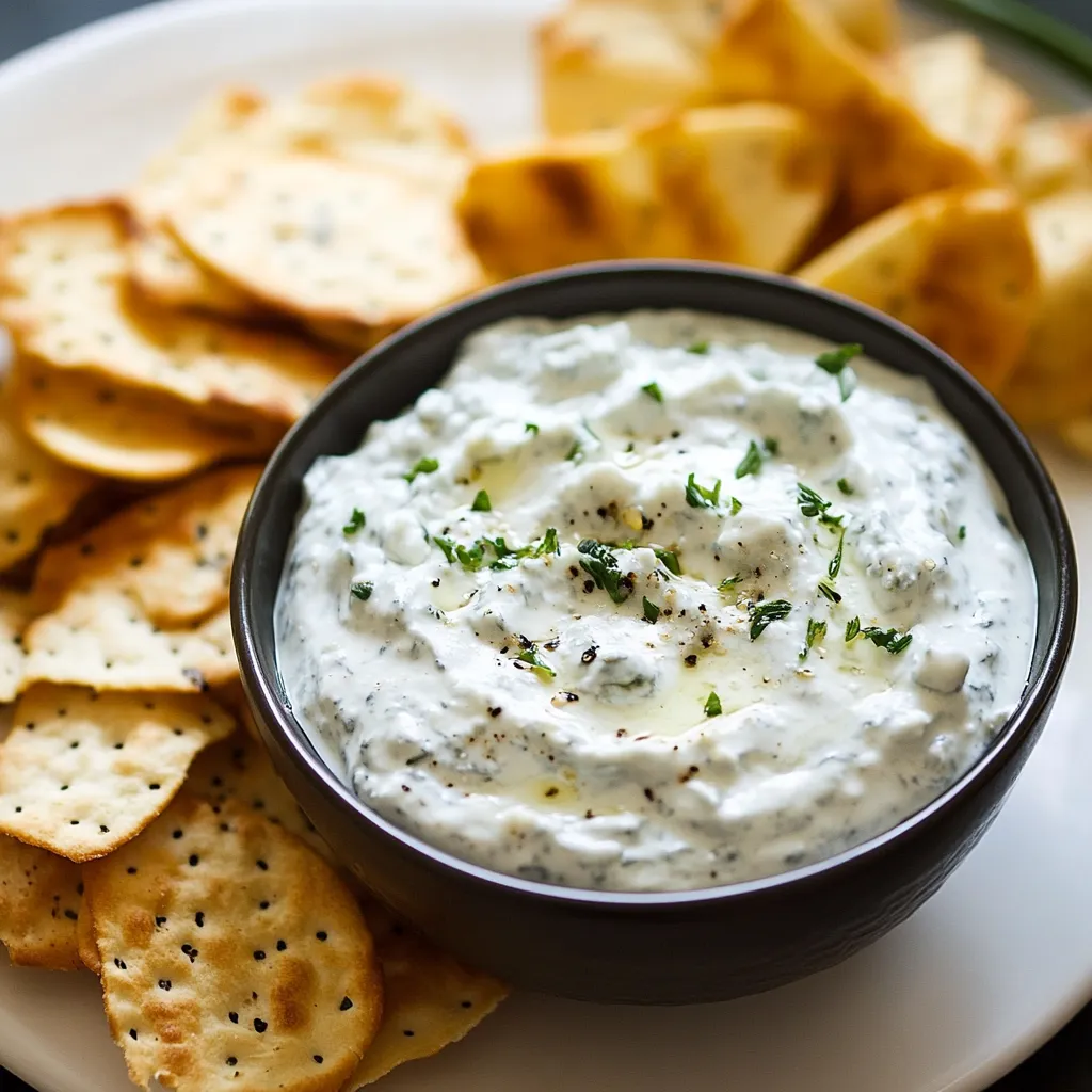 A bowl of dip with chips.