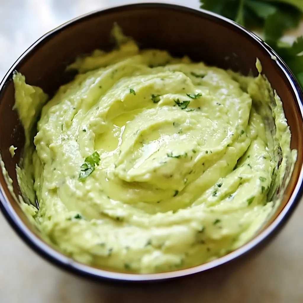 A bowl of green sauce.