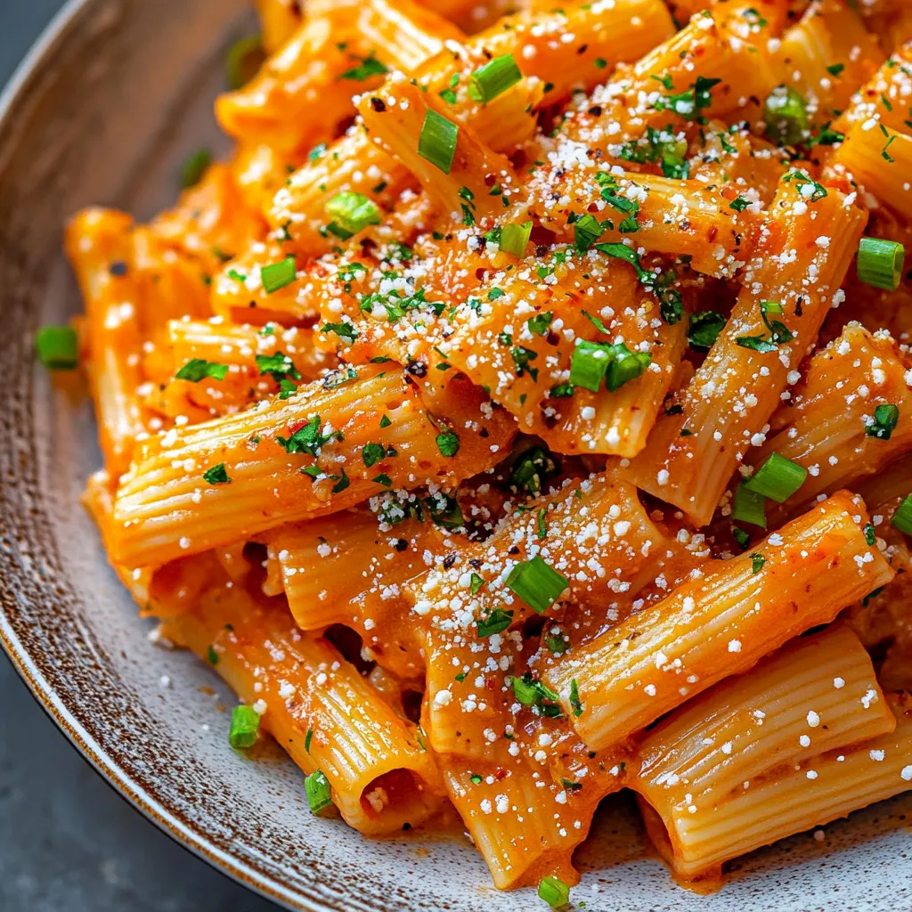 A plate of pasta with cheese and herbs.