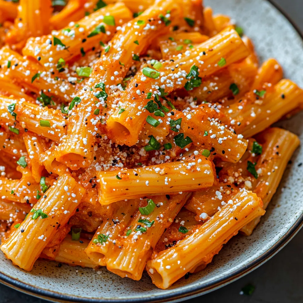 A plate of pasta with cheese and herbs.