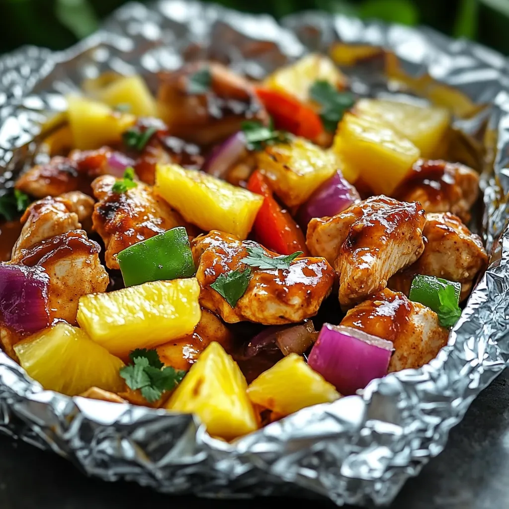 Hawaiian BBQ Chicken & Pineapple Foil Packets