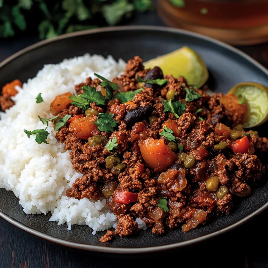 A plate of food with rice and meat.